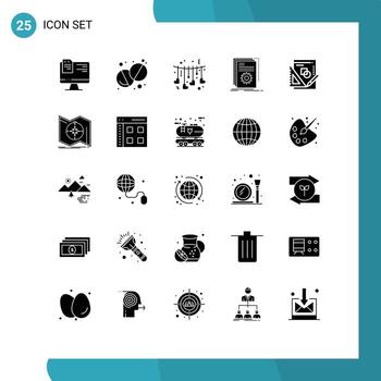 Universal Icon Symbols Group of 25 Modern Solid Glyphs of maths script heart program build Editable Vector Design Elements