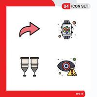 4 Universal Filledline Flat Color Signs Symbols of arrow syringe smart blood crime Editable Vector Design Elements