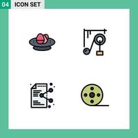 Pictogram Set of 4 Simple Filledline Flat Colors of bowl share egg machine document Editable Vector Design Elements