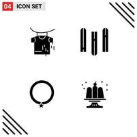 4 Universal Solid Glyph Signs Symbols of clothes necklace document accessories cake Editable Vector Design Elements