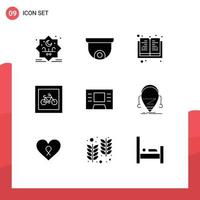 User Interface Pack of 9 Basic Solid Glyphs of android atm knowledge vehicles parking Editable Vector Design Elements