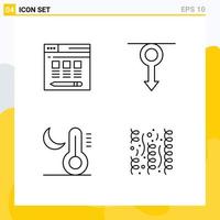 Group of 4 Filledline Flat Colors Signs and Symbols for web moon boy man temperature Editable Vector Design Elements