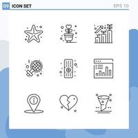 Modern Set of 9 Outlines Pictograph of remote sign business woman day Editable Vector Design Elements