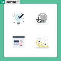 4 Flat Icon concept for Websites Mobile and Apps defining code solution baseball develop Editable Vector Design Elements