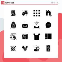 16 Creative Icons Modern Signs and Symbols of find buildings line number key locks Editable Vector Design Elements