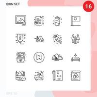 Outline Pack of 16 Universal Symbols of lifter hospital summer healthcare country Editable Vector Design Elements