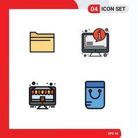 4 Creative Icons Modern Signs and Symbols of folder discount storage info monitor Editable Vector Design Elements