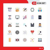 Pack of 25 Modern Flat Colors Signs and Symbols for Web Print Media such as team communication color tools arrow Editable Vector Design Elements