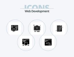 paquete de iconos de glifos de desarrollo web 5 diseño de iconos. código. Servicio. sitio web. refacción. desarrollo vector