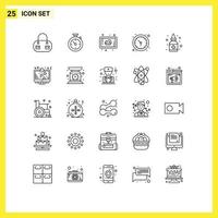 Group of 25 Modern Lines Set for display medication steak liquid wall watch Editable Vector Design Elements