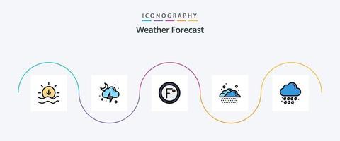 Weather Line Filled Flat 5 Icon Pack Including rain. cloud. degree. weather. cloud vector