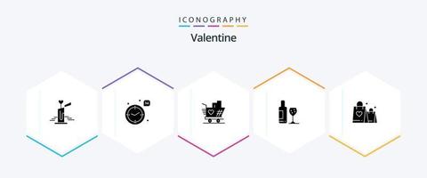 paquete de iconos de 25 glifos de san valentín que incluye amor. amar. hora. día. enamorado vector