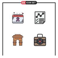 4 Creative Icons Modern Signs and Symbols of calendar report health data global Editable Vector Design Elements