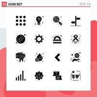 Modern Set of 16 Solid Glyphs and symbols such as computer board key logistic security Editable Vector Design Elements