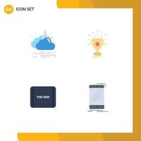 Pictogram Set of 4 Simple Flat Icons of weather cup moon trophy film Editable Vector Design Elements