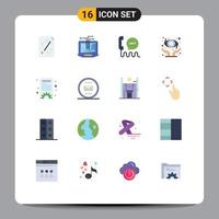 User Interface Pack of 16 Basic Flat Colors of content management eye health hardware protect contact Editable Pack of Creative Vector Design Elements