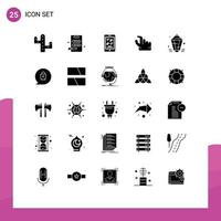 paquete de 25 signos y símbolos de glifos sólidos modernos para medios de impresión web, como elementos de diseño de vectores editables de linterna musulmana de teléfono de chat eid
