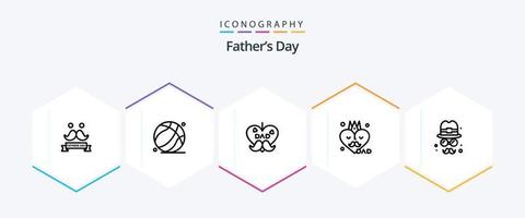 paquete de iconos de 25 líneas del día del padre que incluye borde. dia del padre. papá. padre. accesorios vector