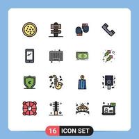 Universal Icon Symbols Group of 16 Modern Flat Color Filled Lines of android smart phone gloves phone phone Editable Creative Vector Design Elements