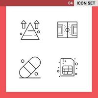 Mobile Interface Line Set of 4 Pictograms of mountain soccer sucess football patch Editable Vector Design Elements