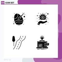 4 Creative Icons Modern Signs and Symbols of paint brush road egg cash travel Editable Vector Design Elements