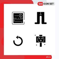 4 Universal Solid Glyph Signs Symbols of competition rotate play tights board Editable Vector Design Elements