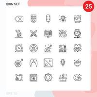 Group of 25 Lines Signs and Symbols for liberty waste commentator trash tulip Editable Vector Design Elements