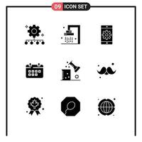 paquete de iconos de vector de stock de 9 signos y símbolos de línea para el horario de ducha de vacaciones configuración de elementos de diseño de vector editables