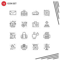 Modern Set of 16 Outlines and symbols such as clover infant cabriolet bottle user Editable Vector Design Elements