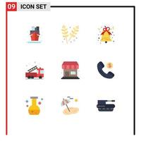 Stock Vector Icon Pack of 9 Line Signs and Symbols for store truck bell help emergency Editable Vector Design Elements