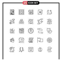 conjunto de 25 iconos de interfaz de usuario modernos símbolos signos para bolsa de harina de alimentos trato de harina multimedia elementos de diseño vectorial editables vector