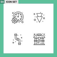 Pack of 4 Modern Filledline Flat Colors Signs and Symbols for Web Print Media such as business pipes schedule down plumbing Editable Vector Design Elements