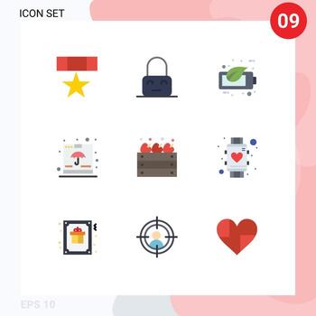 9 Thematic Vector Flat Colors and Editable Symbols of shipping fragile parental container battery Editable Vector Design Elements