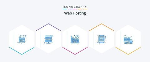 Web Hosting 25 Blue icon pack including online. ssd. storage. memory card. protection vector
