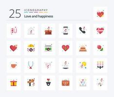 Love 25 Flat Color icon pack including communication. smart phone. box. mobile. heart vector