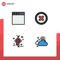 4 Universal Filledline Flat Colors Set for Web and Mobile Applications app design basic decoration cloud Editable Vector Design Elements