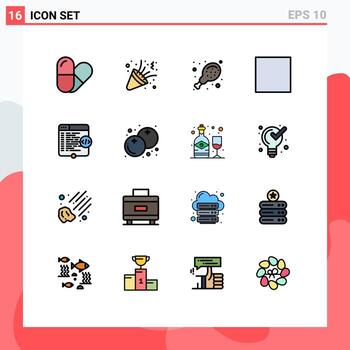 16 User Interface Flat Color Filled Line Pack of modern Signs and Symbols of cranberry coding supermarket window html Editable Creative Vector Design Elements