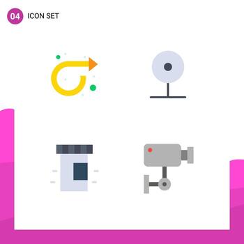4 Universal Flat Icons Set for Web and Mobile Applications arrow medical right media bottle Editable Vector Design Elements