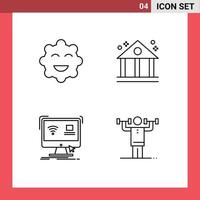 4 símbolos de signos de línea universales de actividad de control bancario remoto de cookies elementos de diseño vectorial editables vector