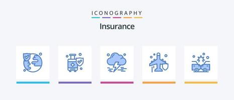 Insurance Blue 5 Icon Pack Including damage. accident. insurance. protection. insurance. Creative Icons Design vector