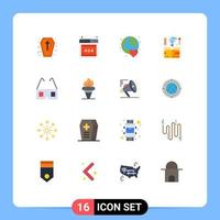 Mobile Interface Flat Color Set of 16 Pictograms of cinema idea globe design computer Editable Pack of Creative Vector Design Elements