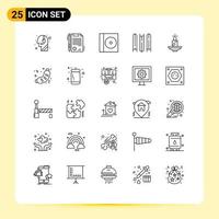 Mobile Interface Line Set of 25 Pictograms of lamp diwali compact christmas files Editable Vector Design Elements