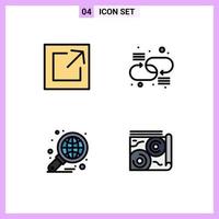 Universal Icon Symbols Group of 4 Modern Filledline Flat Colors of export global chain network report Editable Vector Design Elements