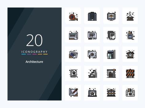 20 Architecture line Filled icon for presentation vector