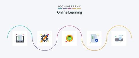 Online Learning Flat 5 Icon Pack Including file. edit. learning apps. document. university vector