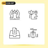 4 Creative Icons Modern Signs and Symbols of built inbox motivation energy mailbox Editable Vector Design Elements