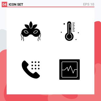 Universal Icon Symbols Group of Modern Solid Glyphs of mask dial mardigras weather keys Editable Vector Design Elements