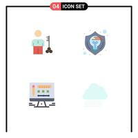 Group of 4 Modern Flat Icons Set for solution idea man security thinking Editable Vector Design Elements