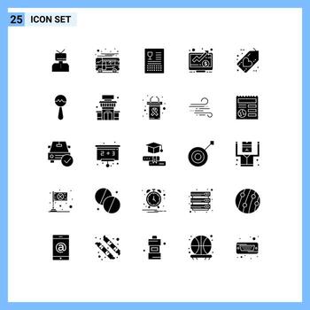 25 User Interface Solid Glyph Pack of modern Signs and Symbols of up dollar local meal drinks Editable Vector Design Elements
