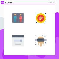 Editable Vector Line Pack of 4 Simple Flat Icons of down communication hotel like interface Editable Vector Design Elements